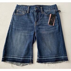 Jen 7 by 7 For All Mankind Jean Shorts Blue Raw Hem Bermuda Nwt 4